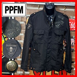 激レア　PPFM ピーピーエフエム　金ボタン　ワッペン　ミリタリー　M-65 フィールドジャケット　L　ブラック　黒