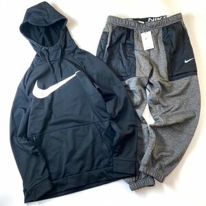 NIKE ナイキ サーマフィット スウォッシュパーカー＆フリースパンツ CU6240-010 DQ5408-071 黒灰 XL