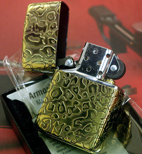 【ZIPPO】アーマー 全5面ヒョウ凹凸柄 ブラス古美/ネコポス