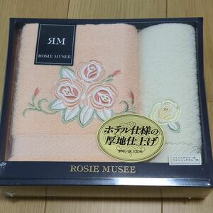  フェイスタオル　 ウォッシュタオルホテル仕様の厚地仕上げ　刺繍入り　ROSIE MUSEE