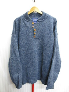USA製　ペンドルトン　ウールセーター　メンズL　青紺系　ヴァージンウールニットセーター　ウールジャケット　ニットカットソー　02236