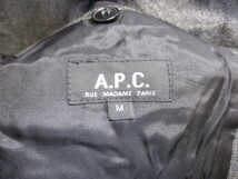 APC　アーペーセー　90sヴィンテージ　ウールジャケット　メンズM　グレー系　メンズブレザー　ウールコート　テーラードジャケット02164_画像3