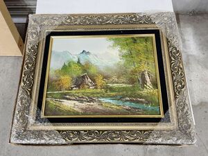 中古　作者不明　風景画　油絵　絵画　油彩画　木田原　箱付き　額縁 インテリア 飾り 引取歓迎　茨城県常陸大宮市　240210あら1　D2 120