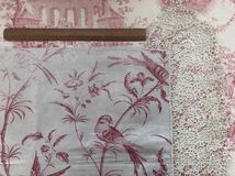 フランスアンティーク ヴィンテージ　豪華！toile de Jouy 花鳥風月　幅広レース付き！カーテン　目隠し　ドール　ハンドメイド　素材_画像3