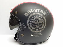 スピード出荷！HOUSTON/ヒューストン/HTVH-2021/インナーバイザージェットヘルメット/ブラックアイボリーレッド/フリーサイズ！_画像5