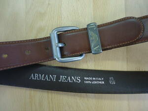 ●○ARMANI JEANS アルマーニジーンズ レザー ベルト 表記サイズ85/100 メンズ ブラウン系 ○●