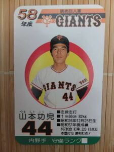 タカラ プロ野球カードゲーム 58年 読売巨人軍　山本 功児(1枚)