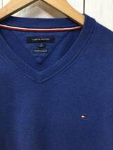 TOMMY HILFIGER トミーヒルフィガー コットンニット セーター Vネック ニット 胸ロゴ メンズL 良品_画像3