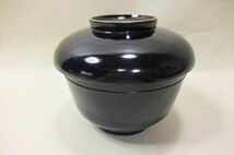 ■天然木 本漆器 大正期 黒椀 吸い物椀 10客 木箱■_画像3