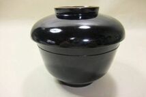 ■天然木 本漆器 大正期 黒椀 吸い物椀 10客 木箱■_画像4