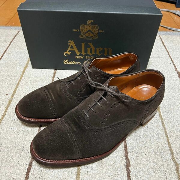 ALDEN LEATHER SOUL別注スエードセミブローグシューズ ブラウン ドレスシューズ