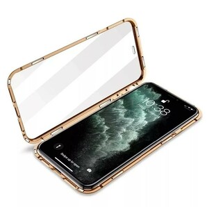 iPhoneケース ガラスケース iPhoneカバー 両面ガラス 全面カバー iPhoneXR 透明ケース クリアケース アイホンケース バンパーゴールドの画像4