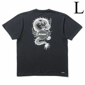 L　FCRB 24SS DRAGON BACK EMBLEM TEAM S/S TEE 黒　Tシャツ　ドラゴン　エンブレム　