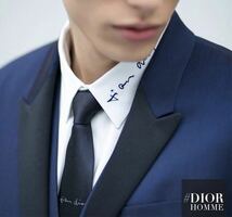 ディオールオム 15SS サイン シャツ 39サイズ サイン ネクタイ2種 計3点セット dior homme クリスヴァンアッシュ ネイビー アクセサリー_画像8