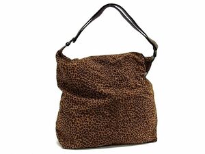 1円 BOTTEGA VENETA ボッテガヴェネタ ナイロン レオパード ワンショルダーバッグ 肩掛け レディース ブラウン系 AW1843