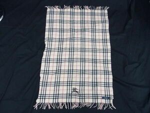 1円 BURBERRY バーバリー ノバチェック ウール100％ フリンジ ブランケット ひざ掛け レディース メンズ ベージュ系 AU6598