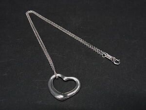 1円 ■美品■ TIFFANY＆Co ティファニー エルサペレッティ オープンハート SV925 ビッグ ネックレス アクセサリー シルバー系 AT9702