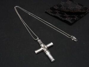 1円 ■美品■ GUCCI グッチ バンブークロス SV925 ネックレス ペンダント アクセサリー レディース メンズ シルバー系 AW1677