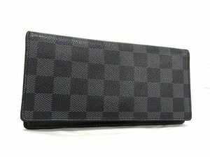 1円 LOUIS VUITTON ルイヴィトン N62665 ダミエグラフィット ポルトフォイユ ブラザ 二つ折り 長財布 ウォレット ブラック系 CC1665