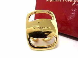 1円 ■美品■ Salvatore Ferragamo フェラガモ ヴァラ スカーフリング スカーフ留め アクセサリー レディース ゴールド系 AU9396