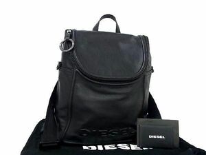 1円 ■極美品■ DIESEL ディーゼル レザー 2WAY ショルダーバッグ リュックサック デイパック バックパック ブラック系 AU9950