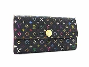 1円 LOUIS VUITTON ルイヴィトン M60273 モノグラムマルチカラー ポルトフォイユ サラ 二つ折り 長財布 ウォレット ブラック系 AU8915