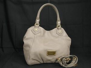 1円 ■美品■ MARC BY MARC JACOBS マークバイマークジェイコブス レザー 2WAY ハンドバッグ ショルダーバッグ グレージュ系 AU9211