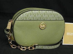 ■新品■未使用■ MICHAEL KORS マイケルコース MK柄 レザー クロスボディ ショルダーバッグ　レディース グリーン系 BG6623