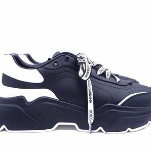 ■極美品■ DOLCE＆GABBANA ドルチェ&ガッバーナ レザー スニーカー サイズ 9 (約28.0cm) 靴 シューズ メンズ ブラック系 AU5062の画像3