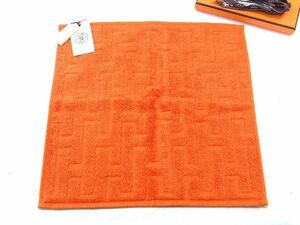 ■新品■未使用■ HERMES エルメス ステアーズ コットン100％ ハンドタオル ハンカチ レディース メンズ オレンジ系 AT5826