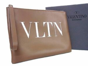 1円 ■新品■未使用■ VALENTINO GARAVANI ヴァレンティノ ガラヴァーニ VLTN レザー クラッチバッグ セカンドバッグ ブラウン系 CB1595S1