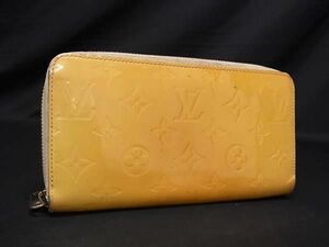 1円LOUIS VUITTON ルイヴィトン M91531 モノグラムヴェルニ ジッピーウォレット ラウンドファスナー 長財布 ウォレット イエロー系 AU9155