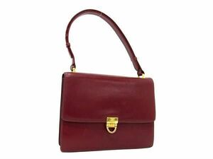 1円 CELINE セリーヌ ヴィンテージ マカダム レザー ハンドバッグ トートバッグ レディース レッド系 CC1530