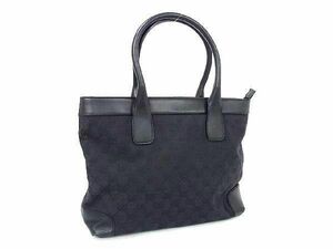 1円 ■美品■ GUCCI グッチ 002・1119 002058 GG柄 GGキャンバス×レザー ハンドバッグ トート レディース ブラック系 CC1965