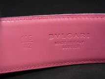 1円 BVLGARI ブルガリブルガリ ロゴマニア キャンバス シルバー金具 ベルト サイズ 105/42 ピンク系 AS6888_画像4