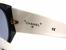 1円 ■極美品■ CHANEL シャネル 05251 C0229 ロゴ サングラス メガネ 眼鏡 レディース ブラック系×ホワイト系 AW2430_画像5