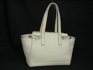 1円 ■美品■ Salvatore Ferragamo フェラガモ DY-21 D698 レザー トート ハンドバッグ レディース アイボリー系 CC1991