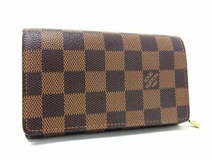 1円 ■新品同様■ LOUIS VUITTON ルイヴィトン N61736 ダミエ ポルトフォイユ トレゾール 二つ折り 財布 ウォレット ブラウン系 AU8982