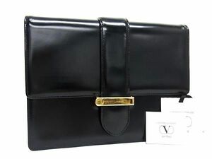 1円 ■美品■ VALENTINO GARAVANI ヴァレンティノ ガラヴァーニ レザー クラッチバッグ セカンドバッグ レディース ブラック系 CC1381