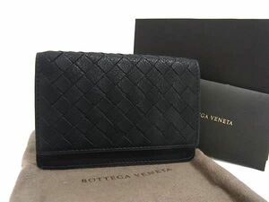 ■新品同様■ BOTTEGA VENETA ボッテガヴェネタ イントレチャート レザー カードケース カード入れ 名刺入れ メンズ ブラック系 AS6718