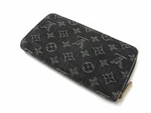 1円 ■美品■ LOUIS VUITTON ルイヴィトン M95614 モノグラムデニム ジッピーウォレット ラウンドファスナー 長財布 ブラック系 AV5098_画像2