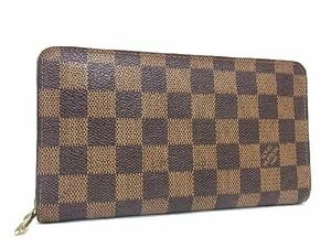 1円 LOUIS VUITTON ルイヴィトン N61728 ダミエ ポルトモネジップ ラウンドファスナー 長財布 ウォレット 札入れ ブラウン系 EA1867