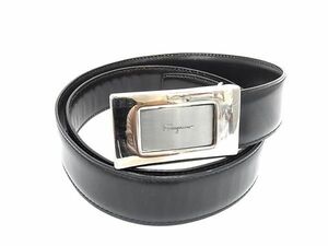 1円 Salvatore Ferragamo フェラガモ レザー シルバー金具 リバーシブル ベルト メンズ レディース ブラック系×ブラウン系 AS6876