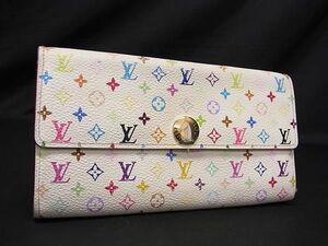 1円 LOUIS VUITTON ルイヴィトン M60004 モノグラムマルチカラー ポシェット ポルト モネ クレディ 二つ折り 長財布 アイボリー系 AU8917