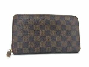 1円 LOUIS VUITTON ルイヴィトン N60003 ダミエ ジッピー オーガナイザー ラウンドファスナー 長財布 ウォレット ブラウン系 AU7948