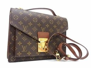 1円 ■美品■ LOUIS VUITTON ルイヴィトン M51185 モノグラム モンソー28 2WAY ハンドバッグ ショルダー 斜め掛け ブラウン系 BI0850