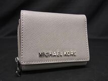 1円 ■美品■ MICHAEL KORS マイケルコース レザー 三つ折り 財布 ウォレット レディース グレー系 AV4758_画像1