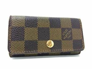 1円 LOUIS VUITTON ルイヴィトン N62631 ダミエ ミュルティクレ4 4連 キーケース 鍵入れ メンズ レディース ブラウン系 AU9429