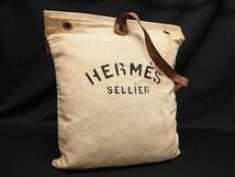 1円 HERMES エルメス アリーヌ トワルシェブロン×レザー ゴールド金具 ショルダーバッグ ベージュ系×ブラウン系 AV5351_画像1