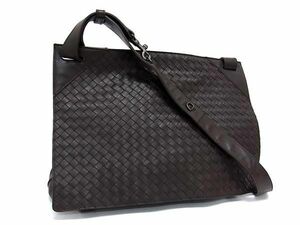 1円 ■美品■ BOTTEGA VENETA ボッテガヴェネタ イントレチャート レザー クロスボディ ショルダーバッグ 肩掛け ダークブラウン系 CD1293